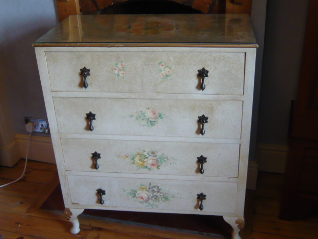 Z/SOLD - VINTAGE CHEST OF DRAWERS handpainted