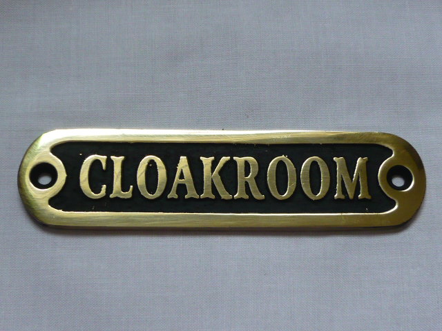 Z/SOLD  A BRASS CLOAKROOM SIGN