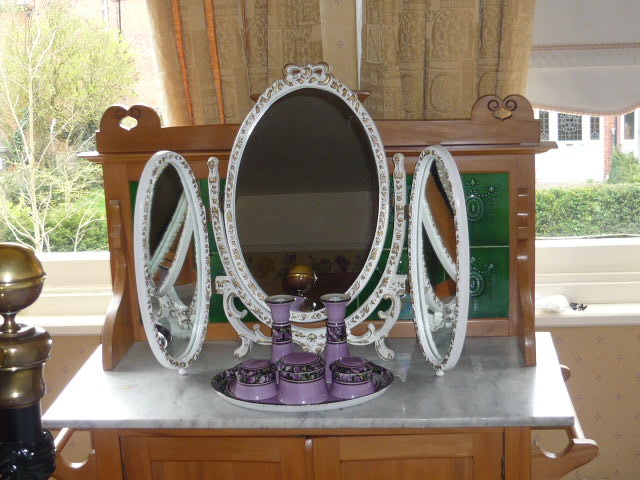 Shabby Chic Triple Dressing Table Mirror, Antique Triple Mirror Dressing Table